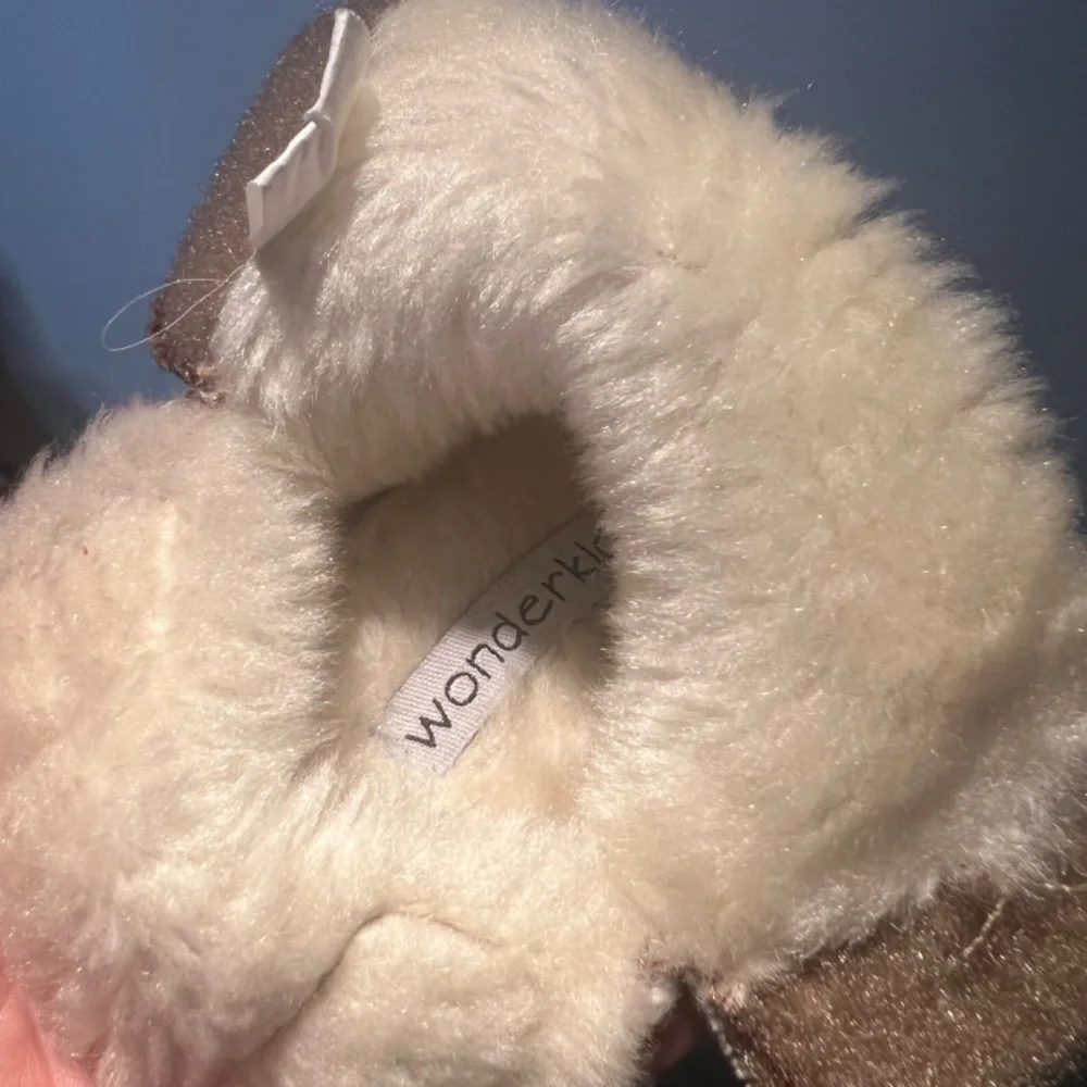 Wonder Kids Dark Tan Brown Faux Suede & Fur Ankle Moccasin Booties Sz 2